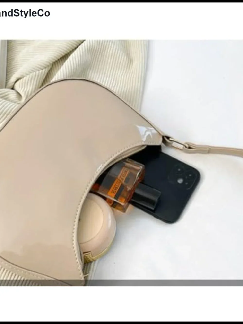 Vegan Patent Leather Hobo Clutch Mini Shoulder Bag